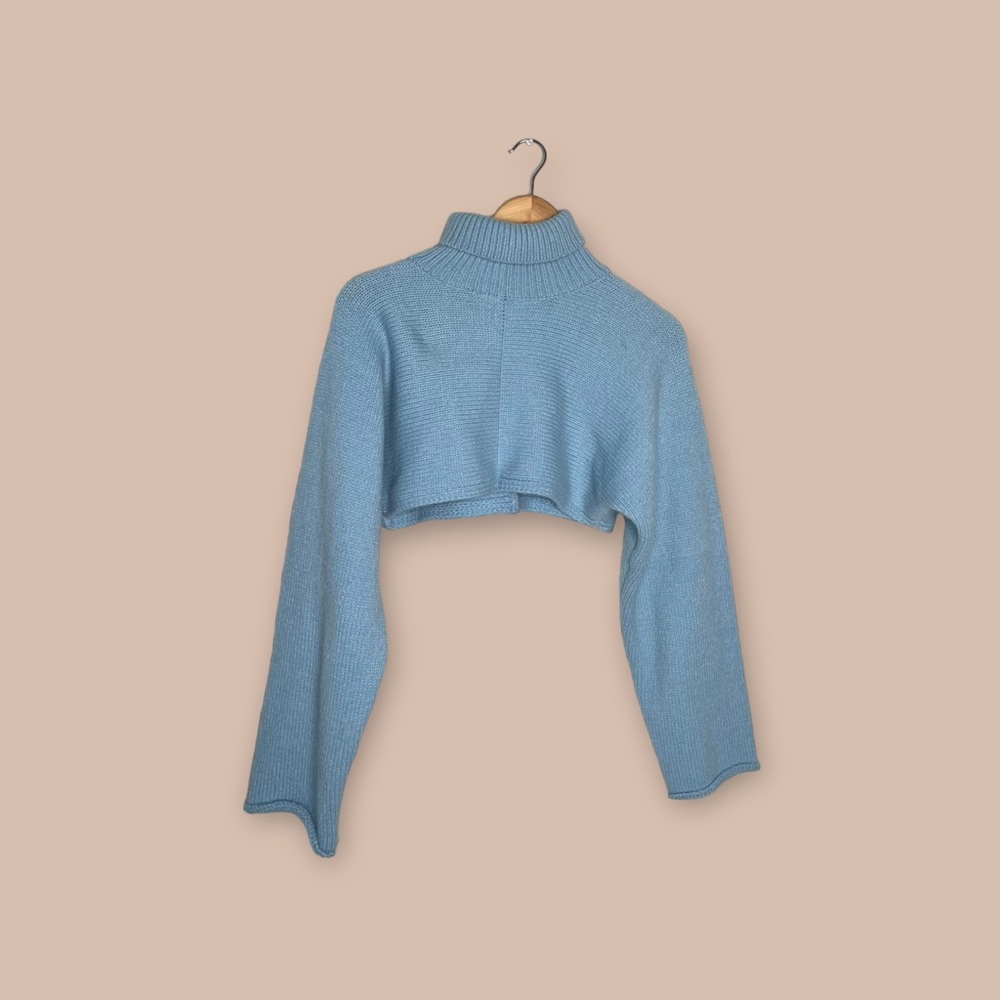 Vacuous Cropped Baby Blue Turtleneck - Size Small
